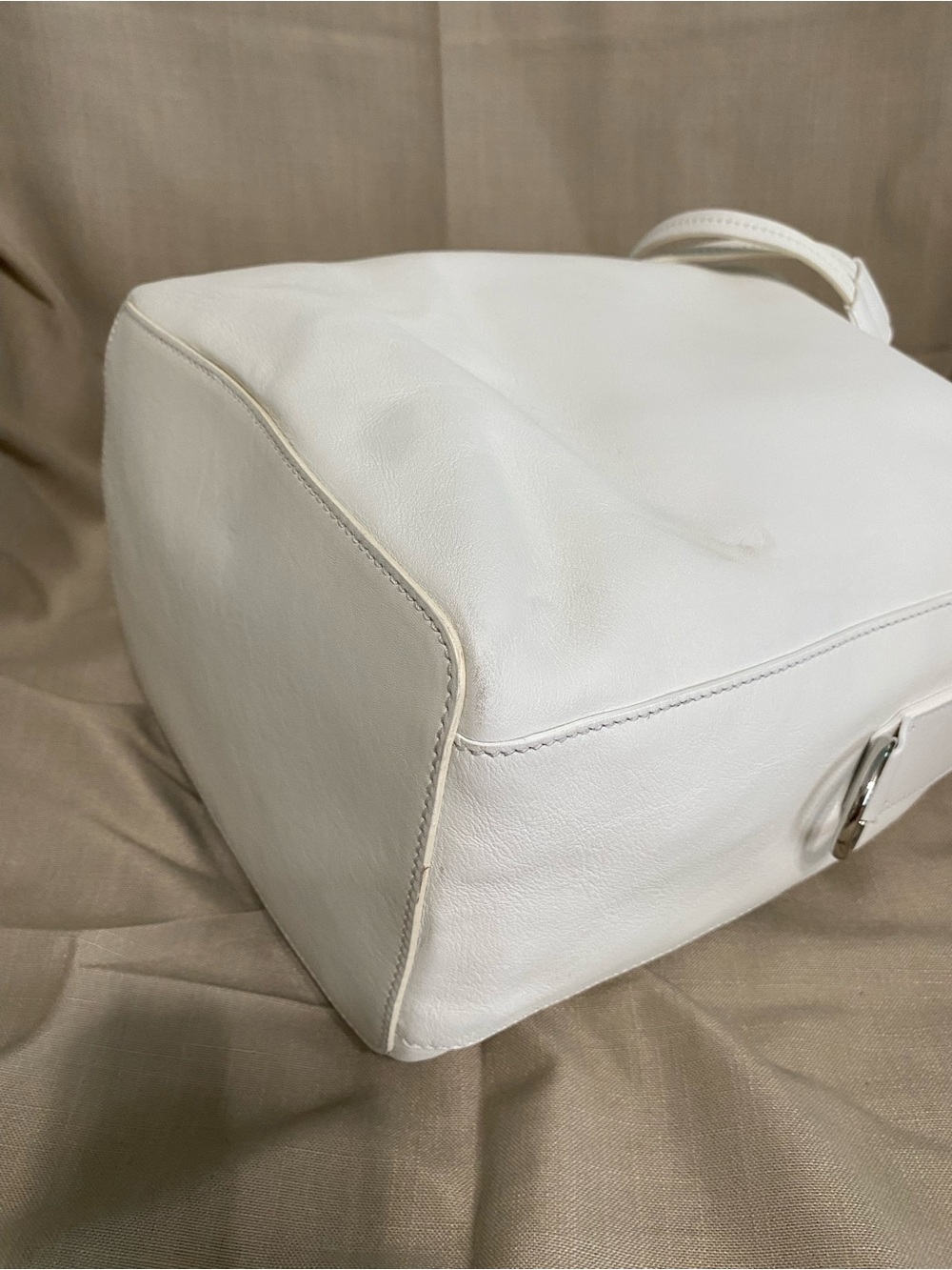 LKNW Ralph Lauren Ricky Large Drawstring Bag Leather White - Picture 11 of 14
